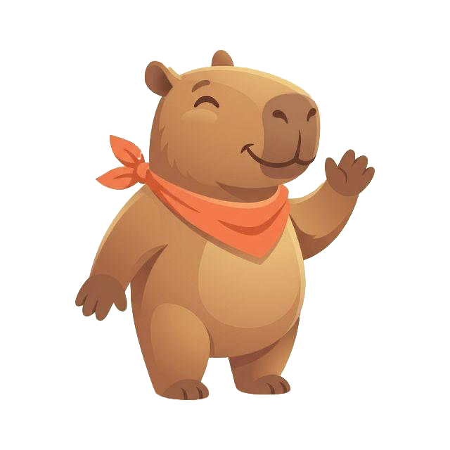 Vite the capybara mascot waving hello